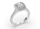 Princess Cut Diamond Halo Engagement Ring (ARTHR067) - Artelia Jewellery