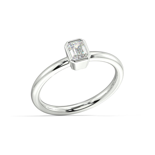 Avant Emerald Cut Diamond Bezel Set Diamond Ring