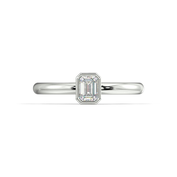 Avant Emerald Cut Diamond Bezel Set Diamond Ring