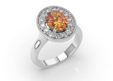Citrine and Diamond Halo Ring