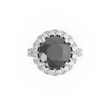Round Black Diamond Solitaire Engagement Ring (ARTBHR03) - Artelia Jewellery