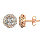 Round Diamond Cluster Earrings with Halo - Artelia Jewellery