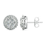 Round Diamond Cluster Earrings with Halo - Artelia Jewellery