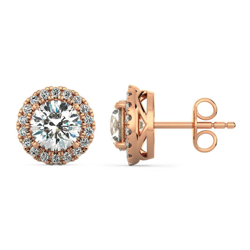 Round Diamond Halo Stud Earrings - Artelia Jewellery