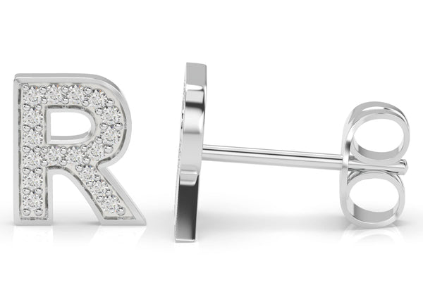 Initials diamond Earring R - Artelia Jewellery