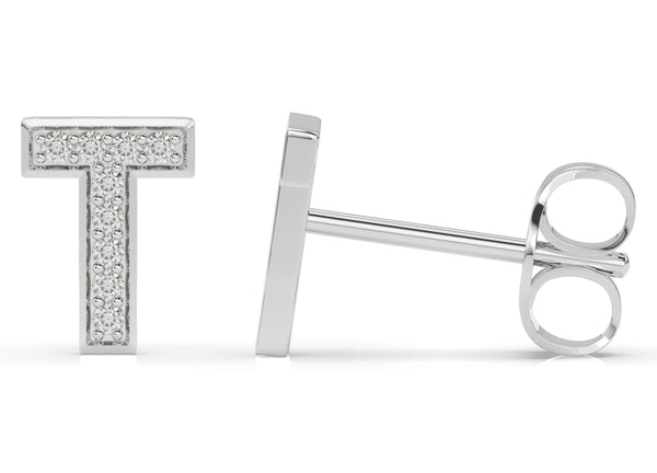 Initials diamond earring T - Artelia Jewellery