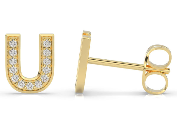 Initials Diamond earrings U - Artelia Jewellery