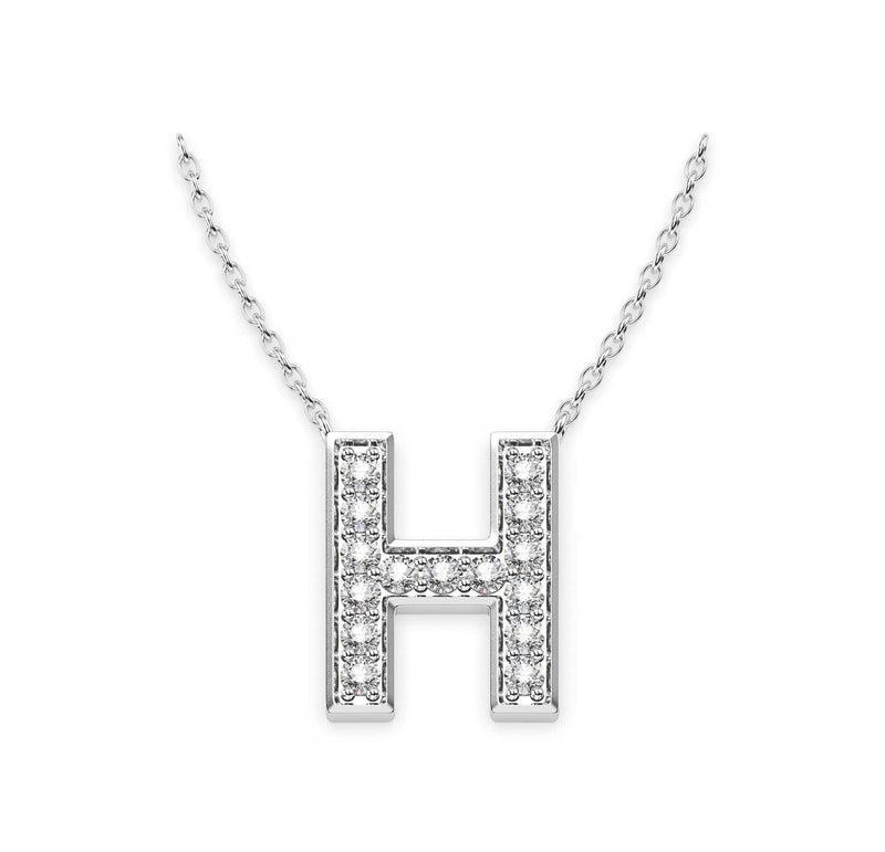 Diamond Initials Necklace H - Artelia Jewellery