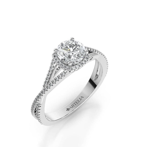Round Diamond Halo Engagement Ring (ARTHR074) - Artelia Jewellery