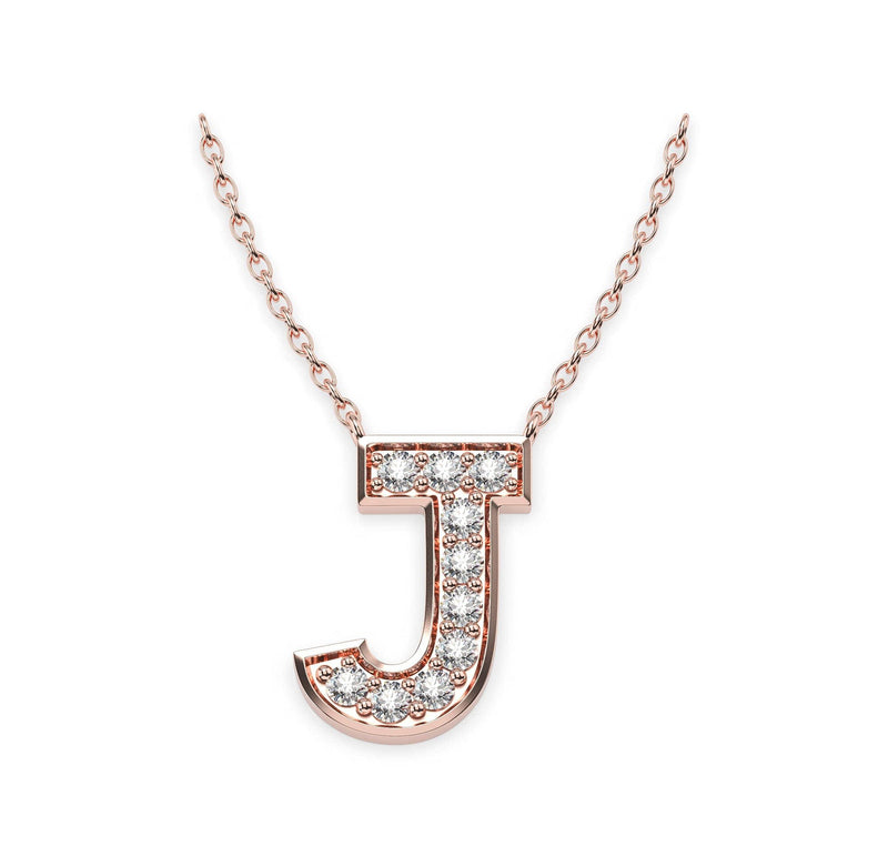 Diamond Initials Necklace J - Artelia Jewellery