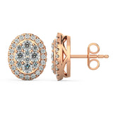Oval Diamond Halo Cluster Earrings - Artelia Jewellery