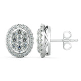 Oval Diamond Halo Cluster Earrings - Artelia Jewellery