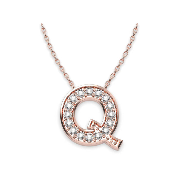 Diamond Initials Necklace Q - Artelia Jewellery