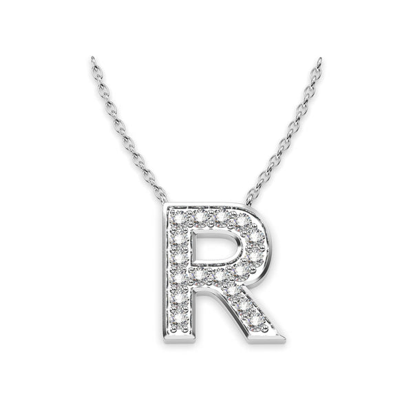 Diamond Initials Necklace R - Artelia Jewellery