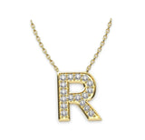 Diamond Initials Necklace R - Artelia Jewellery