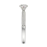 Round Diamond Solitaire Engagement Ring with Lady Luck Pave Band - Artelia Jewellery