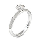 Round Diamond Solitaire Engagement Ring with Lady Luck Pave Band - Artelia Jewellery