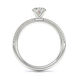 Round Diamond Solitaire Engagement Ring with Lady Luck Pave Band - Artelia Jewellery