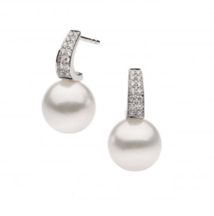 South Sea Pearl & Diamond pave earrings - Artelia Jewellery