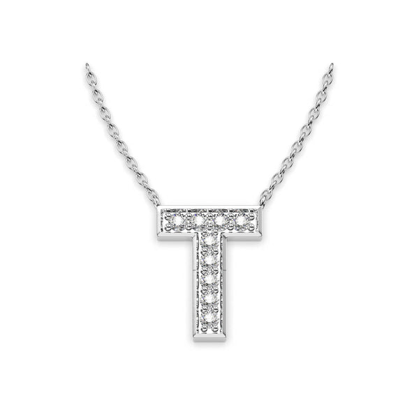 Diamond initials Necklace T - Artelia Jewellery