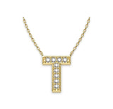 Diamond initials Necklace T - Artelia Jewellery