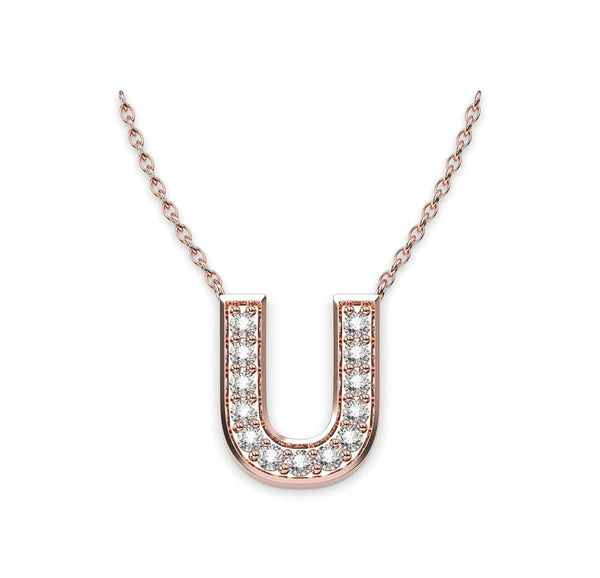 Diamond Initials Pendant U - Artelia Jewellery