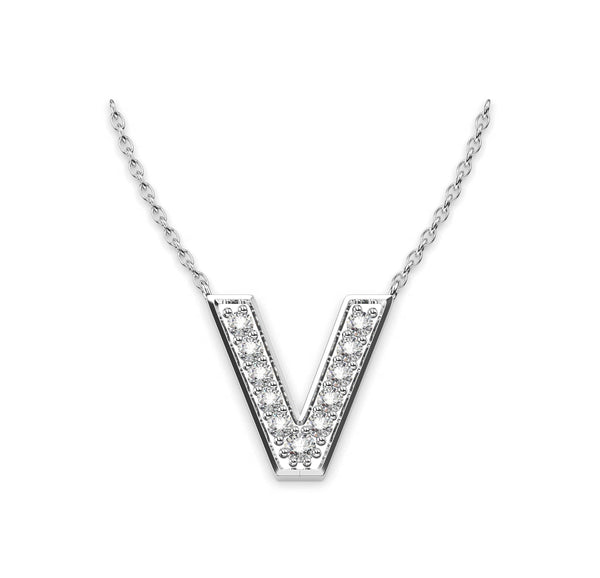 Diamond Initials Necklace V - Artelia Jewellery