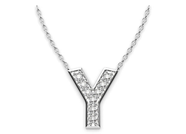 Diamond Initials Necklace Y - Artelia Jewellery