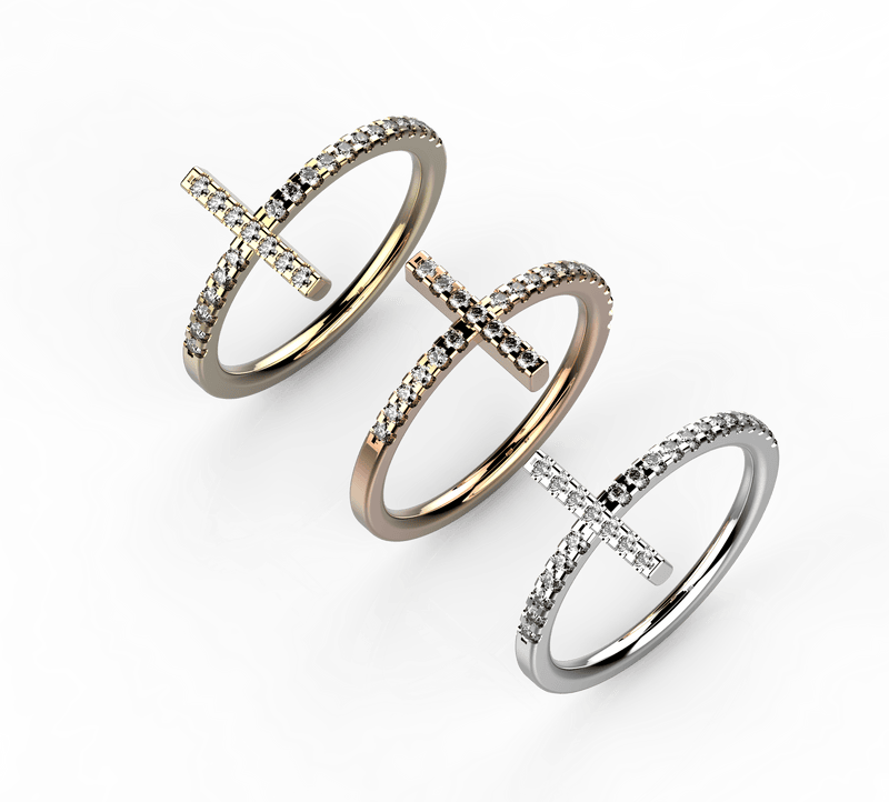 Diamond Cross Rings - Artelia Jewellery