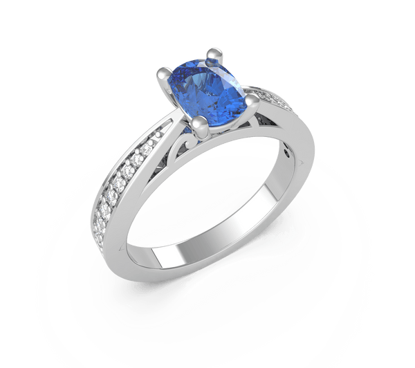 Teal Sapphire Solitaire Engagement Ring (ARTCR044) - Artelia Jewellery
