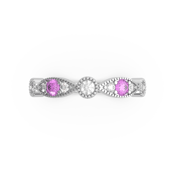 Pink sapphire and Diamond Wedding Ring (ARTLDWR118) - Artelia Jewellery