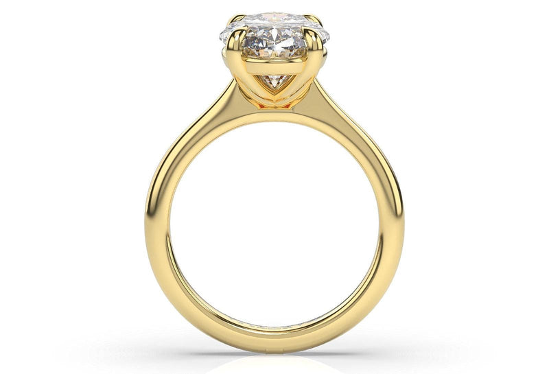 18K Yellow Gold Jersey Oval Diamond Solitaire Engagement Ring