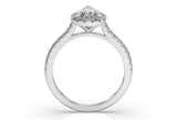 PEAR LAB GROWN DIAMOND ENGAGEMENT RING WITH A HALO AND SIDE DIAMONDS