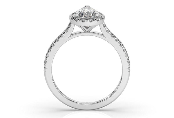 PEAR LAB GROWN DIAMOND ENGAGEMENT RING WITH A HALO AND SIDE DIAMONDS