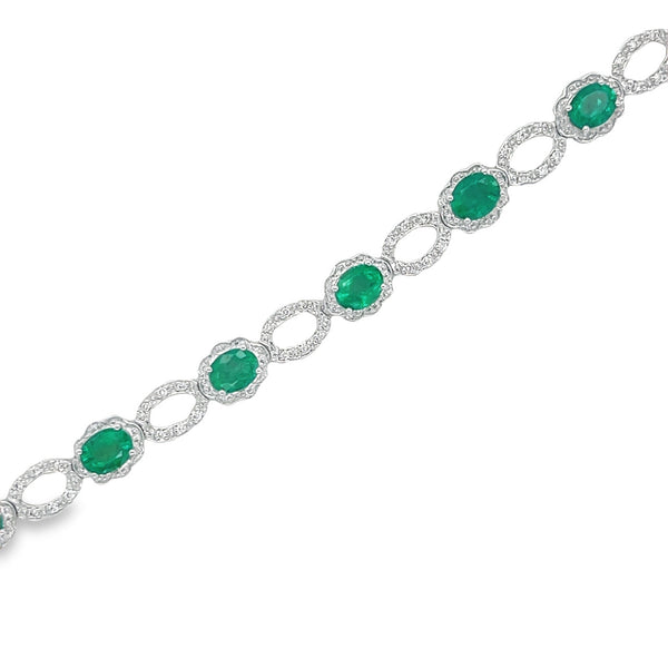 Contessa 18K White Gold Emerald & Diamond Bracelet