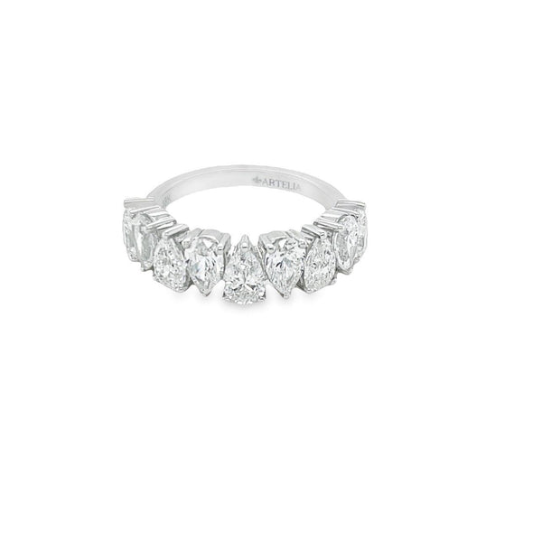 18K White Gold Pear Diamond Wedding Ring - Artelia Jewellery