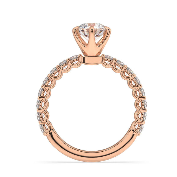 18K rose gold Round Solitaire Engagement Ring with chloe diamond band