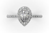 PEAR LAB GROWN DIAMOND ENGAGEMENT RING WITH A HALO AND SIDE DIAMONDS