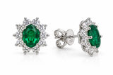 Zambian Emerald & Diamond Halo Earrings