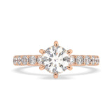 18K rose gold Round Solitaire Engagement Ring with chloe diamond band