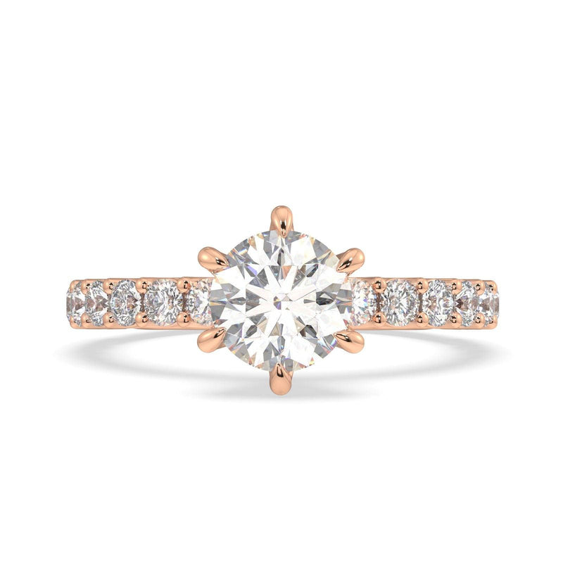 18K rose gold Round Solitaire Engagement Ring with chloe diamond band - Artelia Jewellery