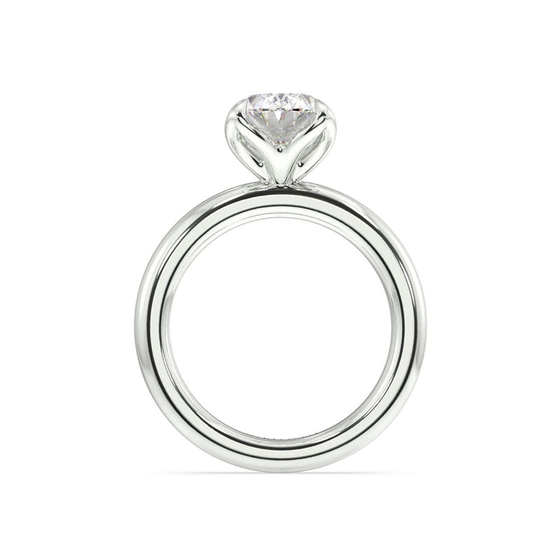 Tulip Basket Oval Diamond Engagement Ring