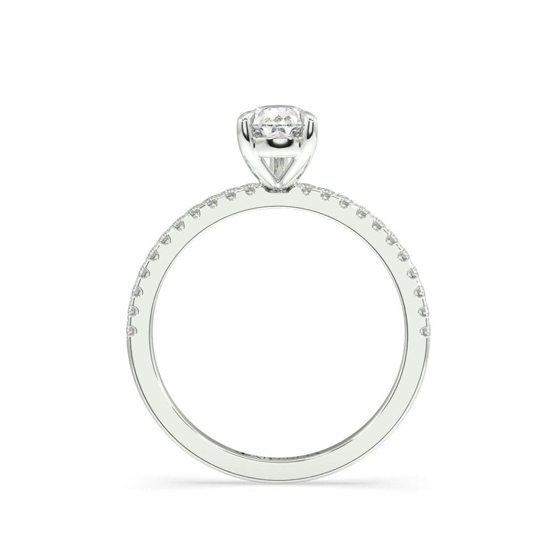 Pear Cut Lab Grown Diamond Engagement Ring With Side Diamonds