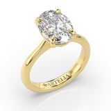 18K Yellow Gold Jersey Oval Diamond Solitaire Engagement Ring