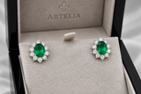 Zambian Emerald & Diamond Halo Earrings