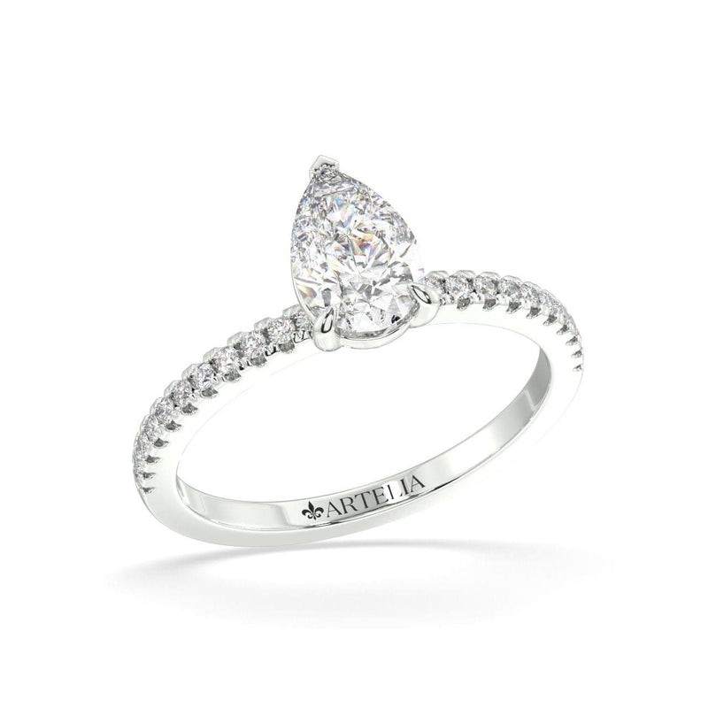 Pear Cut Lab Grown Diamond Engagement Ring With Side Diamonds