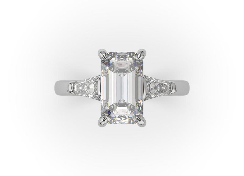 Anita Emerald Cut Diamond Trilogy Engagement Ring