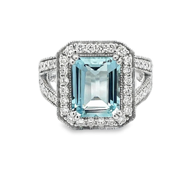 Anna Diamond and Aquamarine Dress Ring