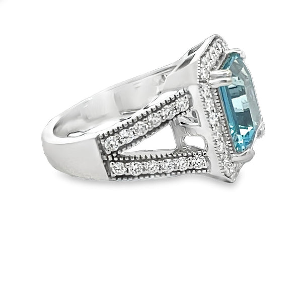 Anna Diamond and Aquamarine Dress Ring