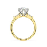 ARTELIA SIGNATURE YELLOW GOLD EMERALD CUT DIAMOND TRILOGY ENGAGEMENT RING - Artelia Jewellery